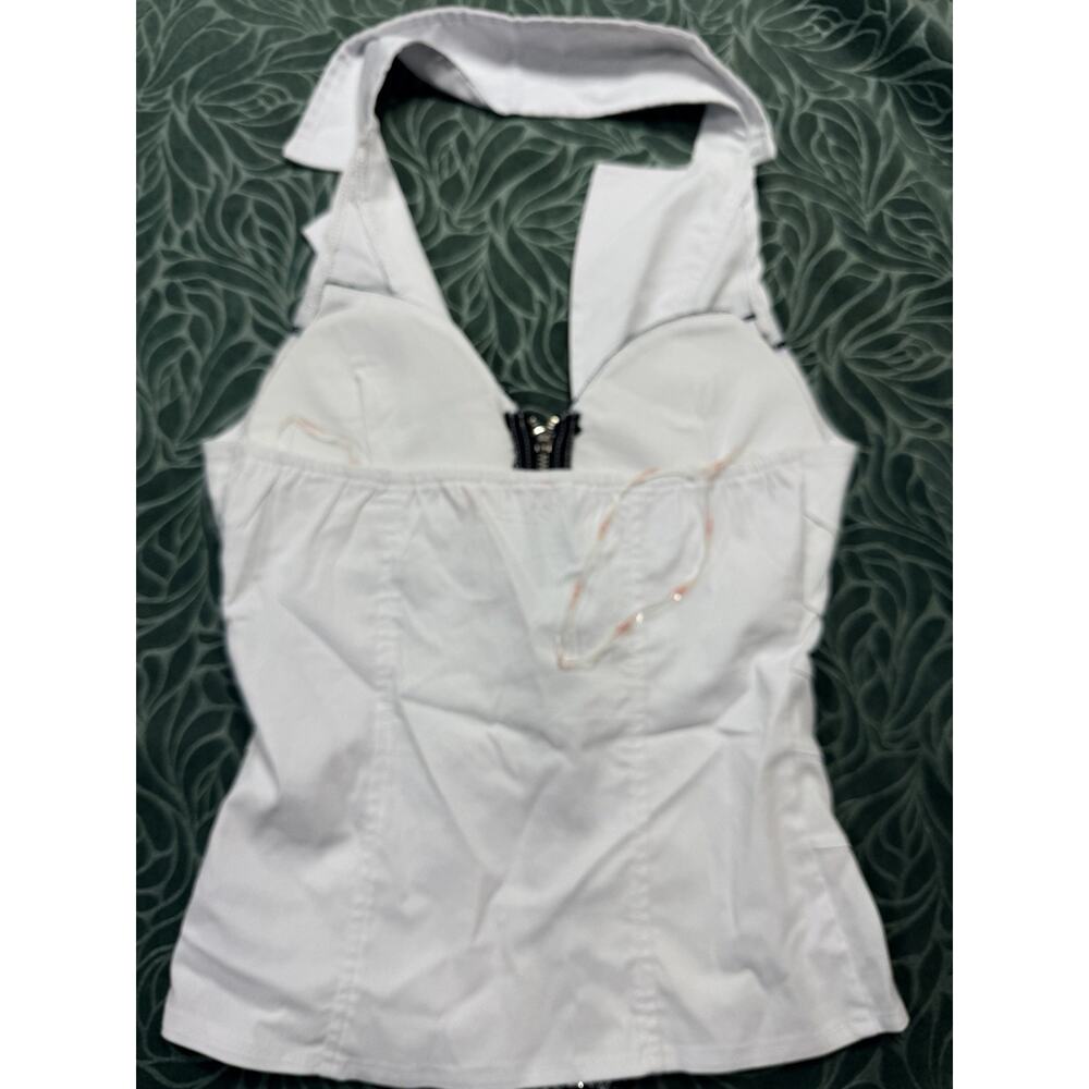 Lydia USA White Halter Corset Top Med Goth Steampunk Rave Victorian Lace 3695 - Picture 6 of 9